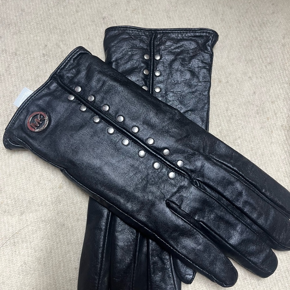 Michael Kors Black Leather Gloves